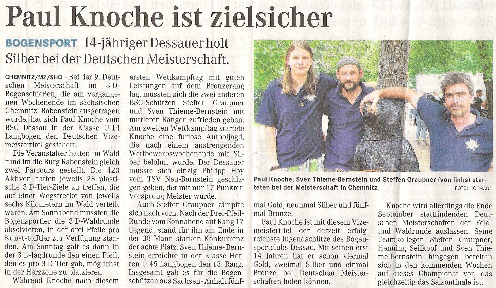 DM 3D in Chemnitz – Mitteldeutsche Zeitung vom 24.08.2011