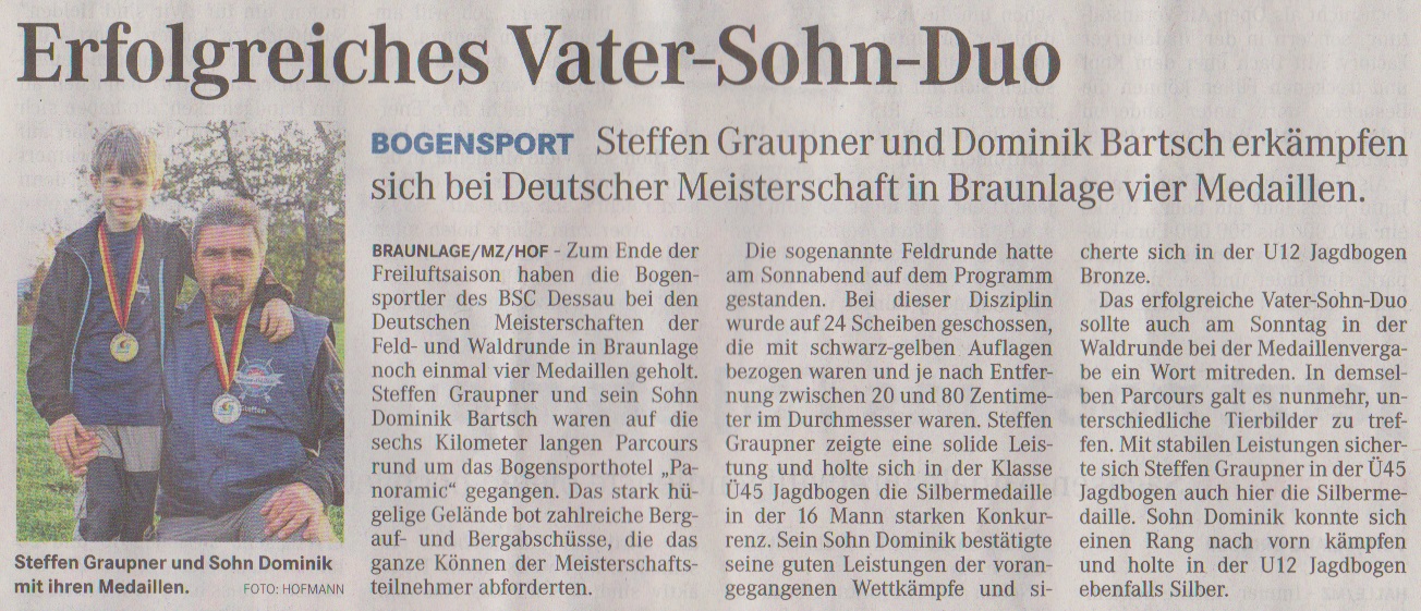Deutsche Meisterschaft Feld- u. Waldrunde – Mitteldeutsche Zeitung vom 25.09.2013