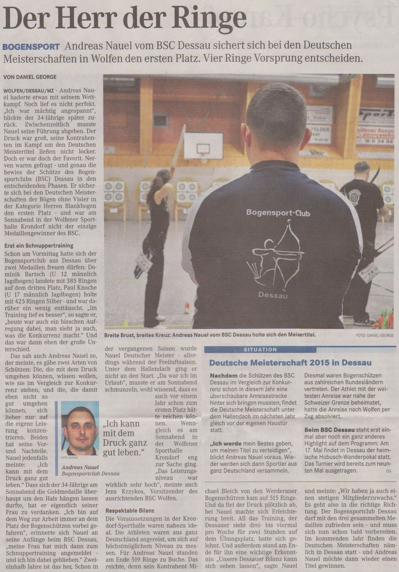 DM Halle Bögen ohne Visier – Mitteldeutsche Zeitung vom 25.03.2014