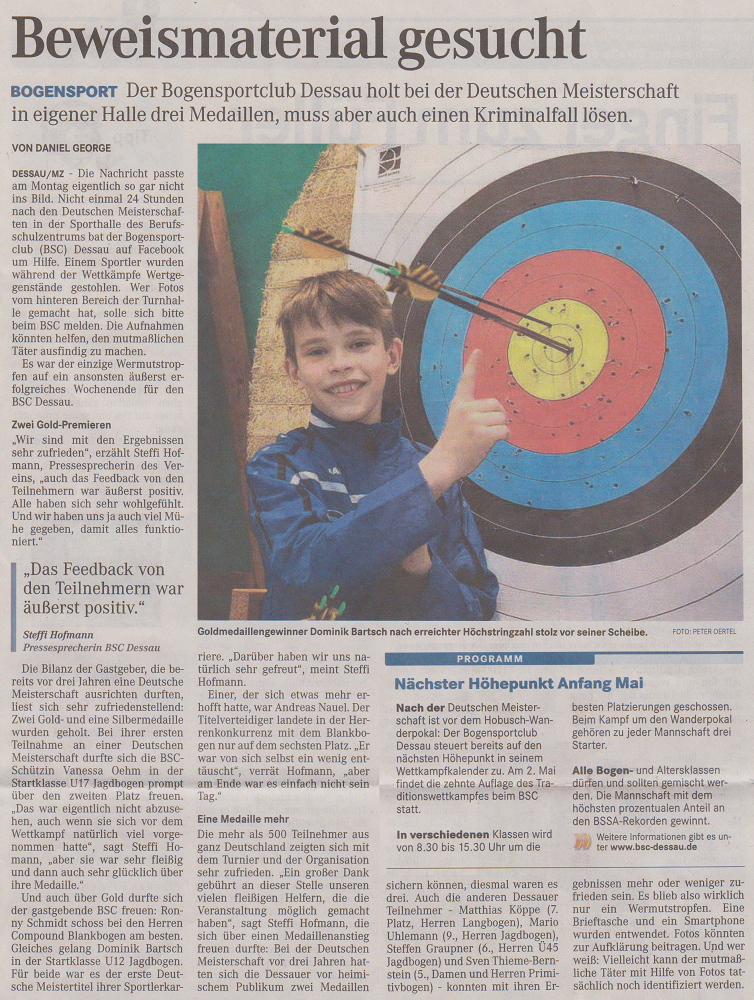 DM Halle des DBSV in Dessau – Mitteldeutsche Zeitung vom 18.03.2015