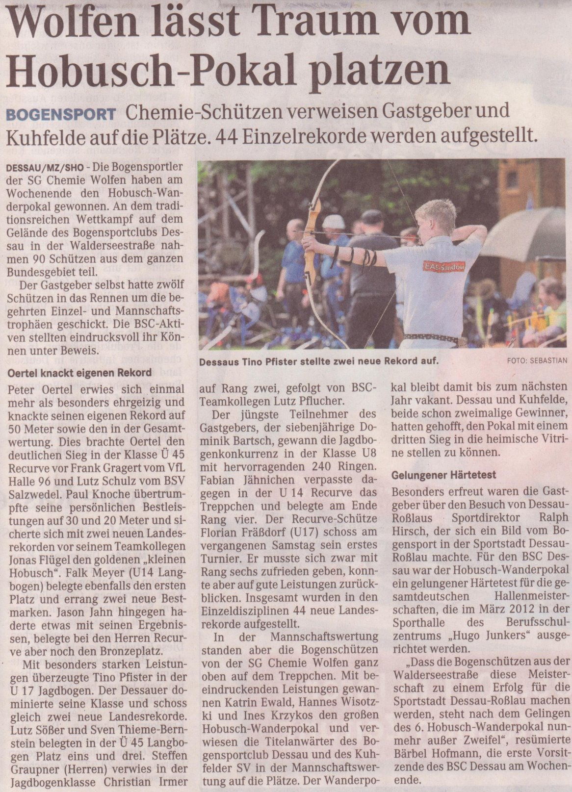 6. Hobusch- Wanderpokal – Mitteldeutsche Zeitung vom 16.05.2011