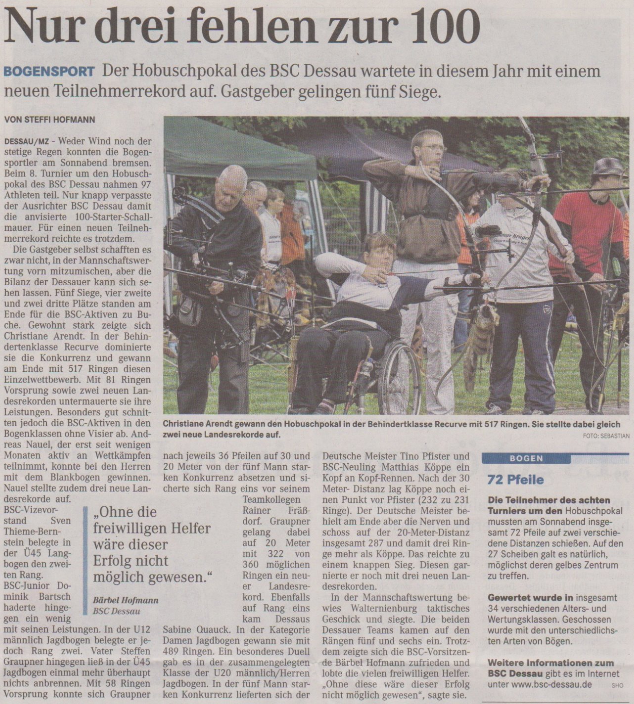 8. Hobusch- Wanderpokal – Mitteldeutsche Zeitung vom 28.05.2013