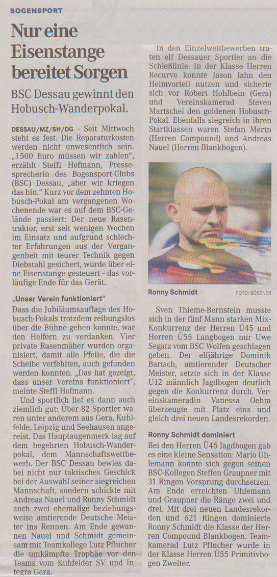 10. Hobusch-Wanderpokal – Mitteldeutsche Zeitung vom 07.05.2015