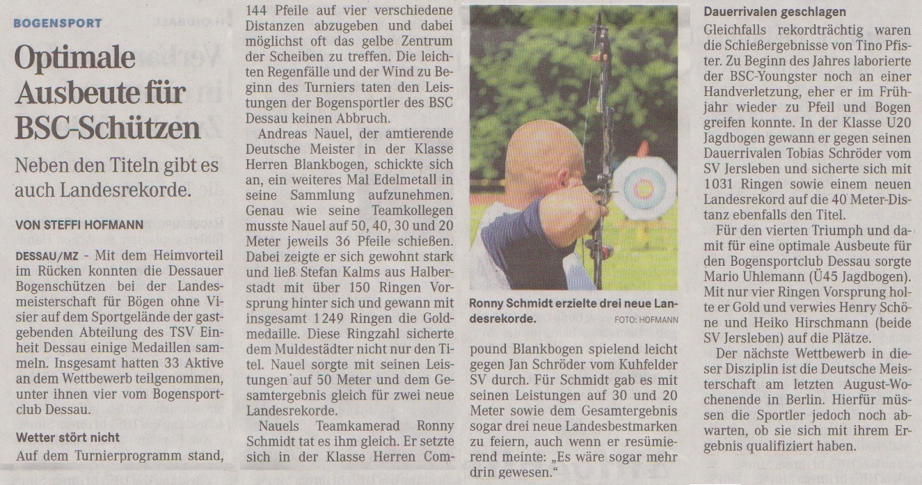 LM Bögen ohne Visier – Mitteldeutsche Zeitung vom 18.06.2014