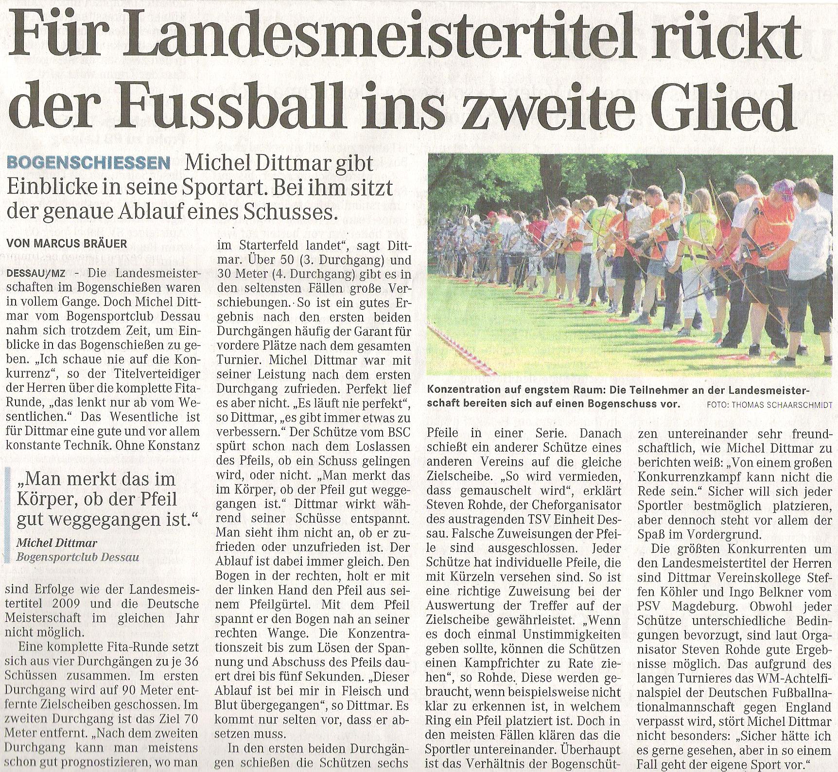 LM Fita Scheibe – Mitteldeutsche Zeitung vom 28.06.2010