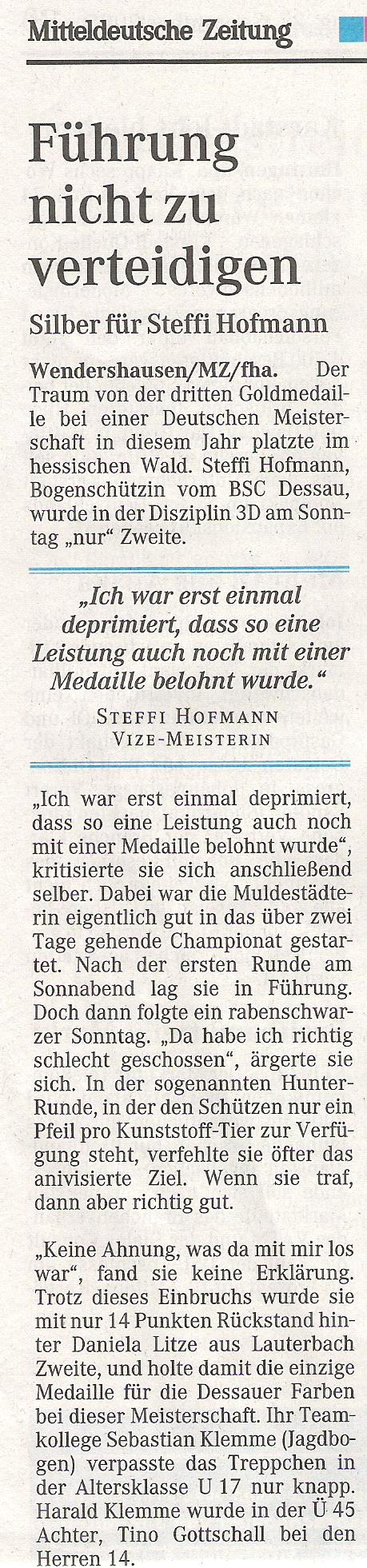 DM 3D in Wendershausen – Mitteldeutsche Zeitung vom 27.09.2005